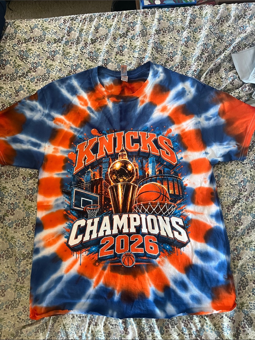 Knicks 2026 Champions Tie-Dye Tee - Orange & Blue - Picture 1 of 2